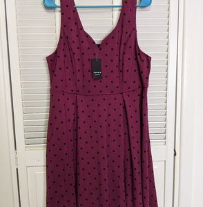 Fuschia dress with black polkadots
